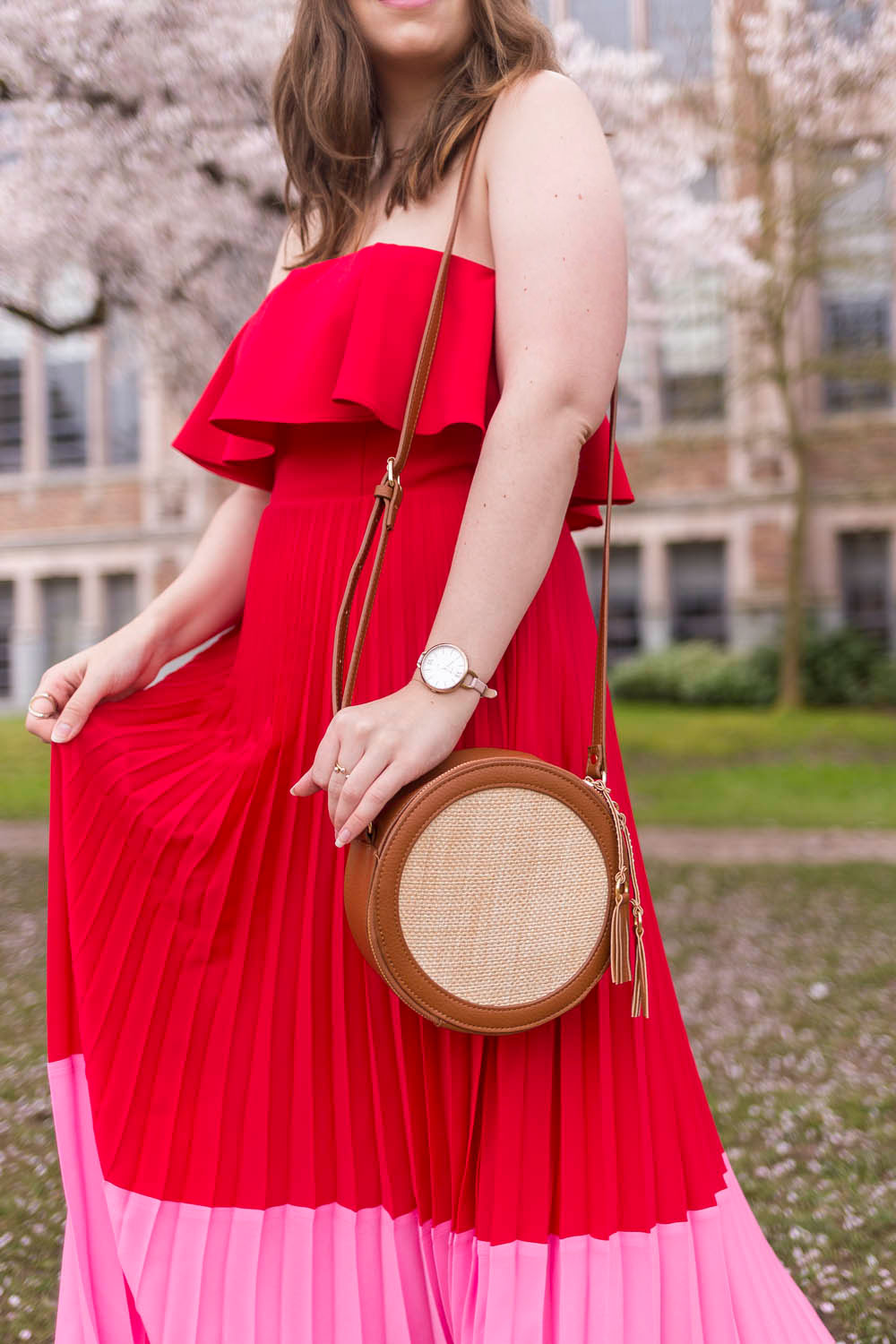 Aidan mattox color block hotsell pleated dress